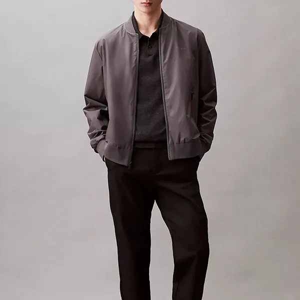 Áo Khoác Nam Calvin Klein Matte Bomber CK Jacket 40FP512 021 Màu Xám Size S