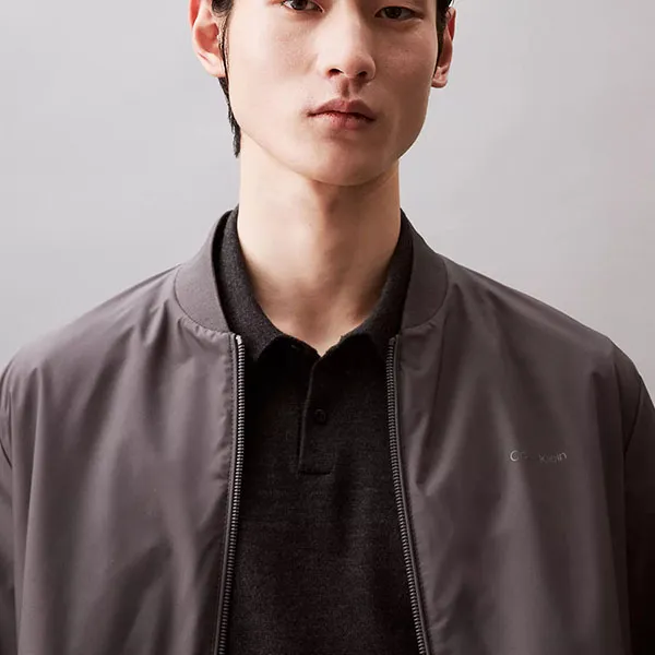 Áo Khoác Nam Calvin Klein Matte Bomber CK Jacket 40FP512 021 Màu Xám Size S