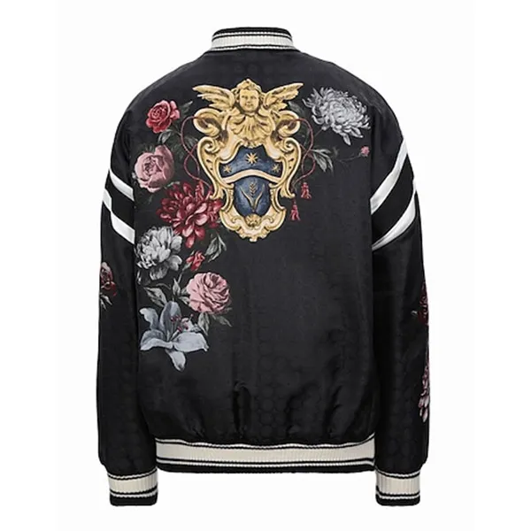 Áo Khoác Nam Dolce & Gabbana Baroque Angel Crown DG Heaven Black Bomber Jacket Màu Đen Size 48