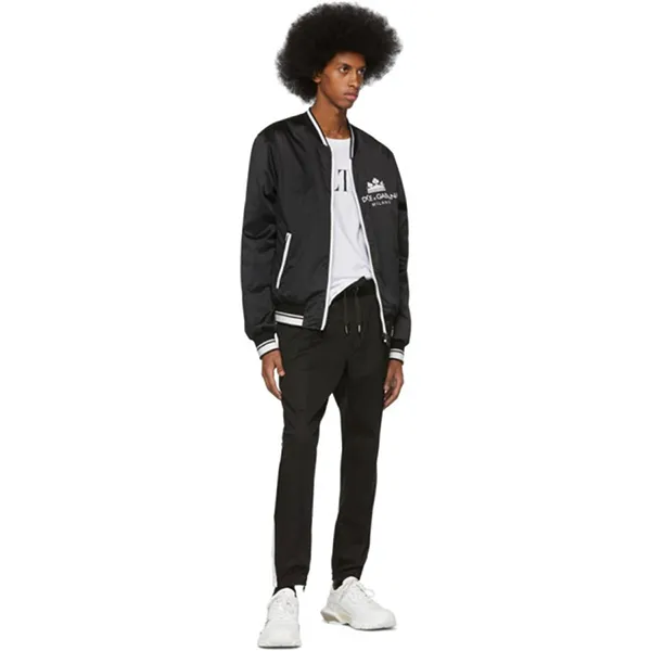 Áo Khoác Nam Dolce & Gabbana D&G Black Milano Bomber Jacket G9NC8T Màu Đen Size 48