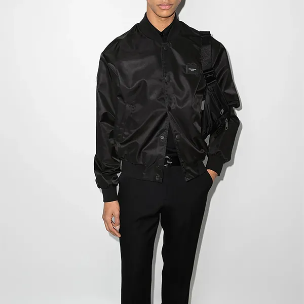 Áo Khoác Nam Dolce & Gabbana D&G Bomber Jacket With DG Logo Plate G9VD2T Màu Đen Size 44
