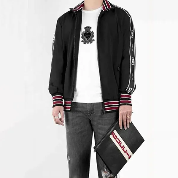 Áo Khoác Nam Dolce & Gabbana D&G Cady Track Jacket Màu Đen/ Đỏ Size 48