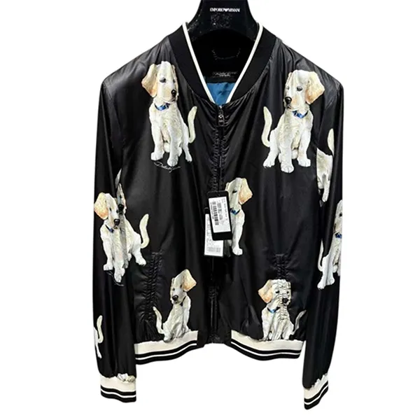 Áo Khoác Nam Dolce & Gabbana D&G Logo Họa Tiết Dog Màu Đen Size 46
