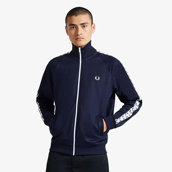 Áo Khoác Nam Fred Perry Taped Track Jacket J6231 BLU Màu Xanh Navy Size M
