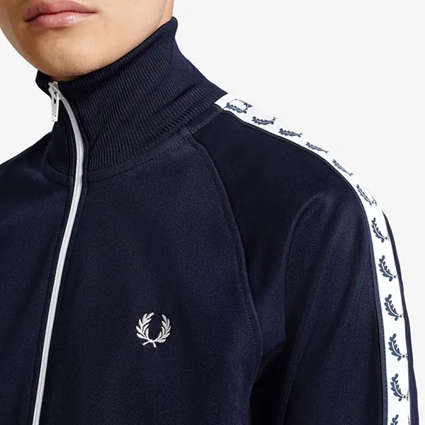 Áo Khoác Nam Fred Perry Taped Track Jacket J6231 BLU Màu Xanh Navy Size M
