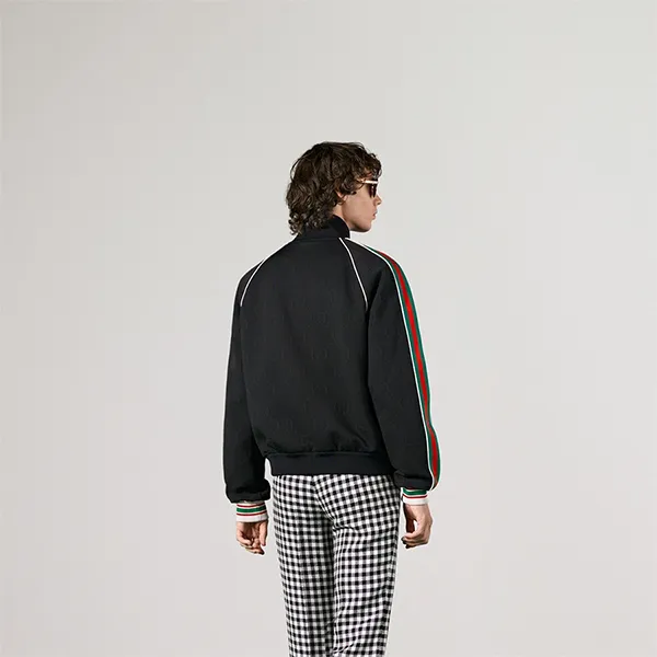 Áo Khoác Nam Gucci GG Jacquard Jersey Zip Jacket 662270 Màu Đen Size S