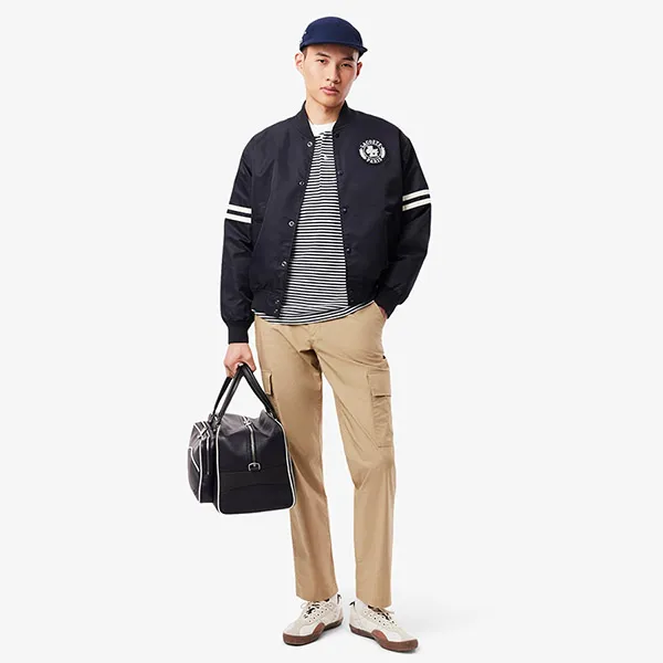Áo Khoác Nam Lacoste Embroidered Badge Water-Repellent Bomber Jacket BH3441 - HDE Màu Xanh Navy Size XS