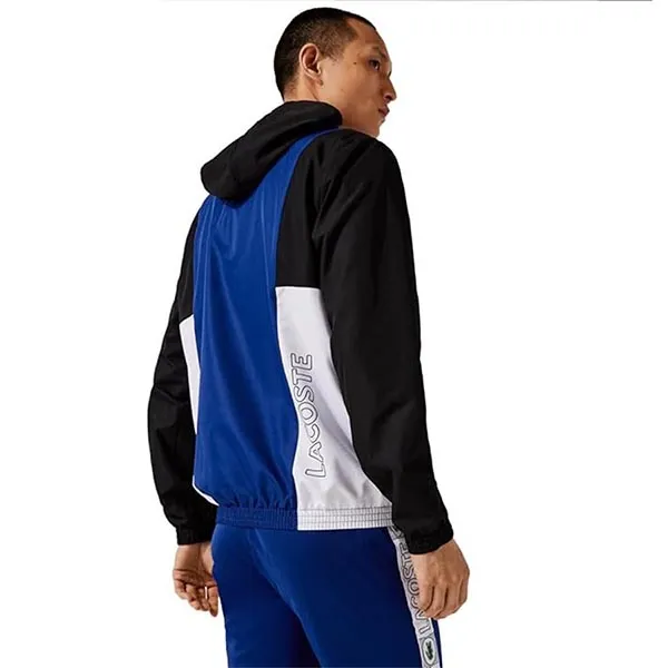 Áo Khoác Nam Lacoste Men's Classic Logo Full Zip Technical Hooded Jacket BH0848 Màu Đen - Xanh Size 50
