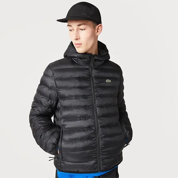 Áo Khoác Nam Lacoste Men's Quilted Hooded Puffer Jacket Bh0539 031 Màu Đen