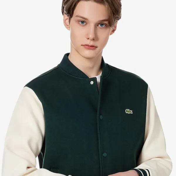 Áo Khoác Nam Lacoste Men's Stadium Neck Sleeve Contrast Sweatshirt SH220E 55G 132 Màu Xanh Green Size 4