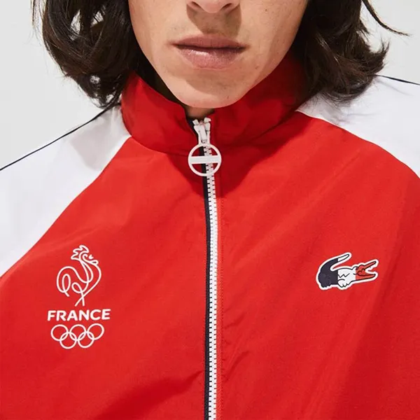 Áo Khoác Nam Lacoste Red Olympic Sport Jacket BH7607 Màu Đỏ Trắng Size 50 (Form To)