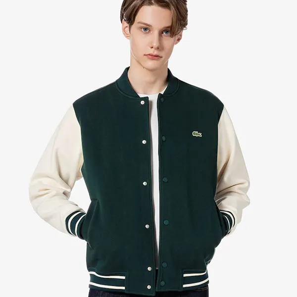 Áo Khoác Nam Lacoste Stadium Neck Sleeve Contrast Sweatshirt SH220E - 132 Màu Xanh Green Size 4