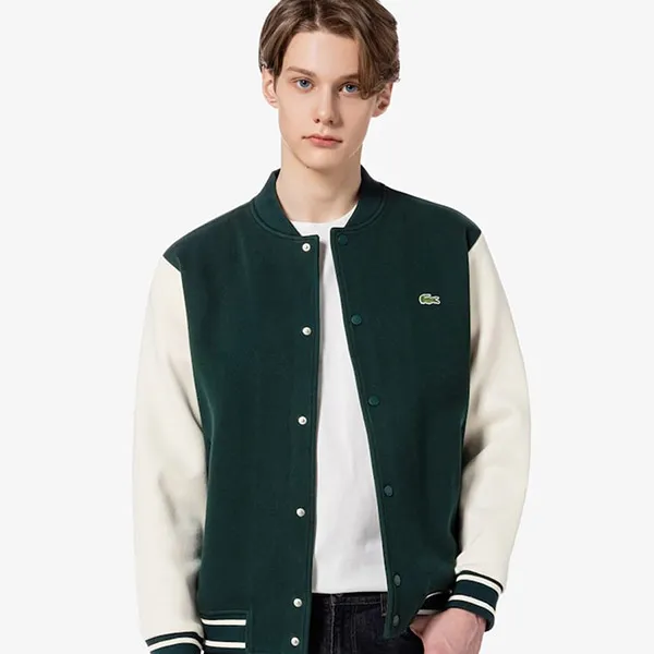Áo Khoác Nam Lacoste Stadium Neck Sleeve Contrast Sweatshirt SH220E - 132 Màu Xanh Green Size 4