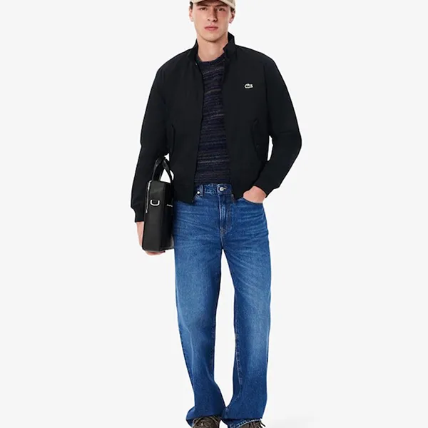 Áo Khoác Nam Lacoste Water-Repellent Twill Harrington Jacket BH7186 51 HDE Màu Xanh Navy Size XS