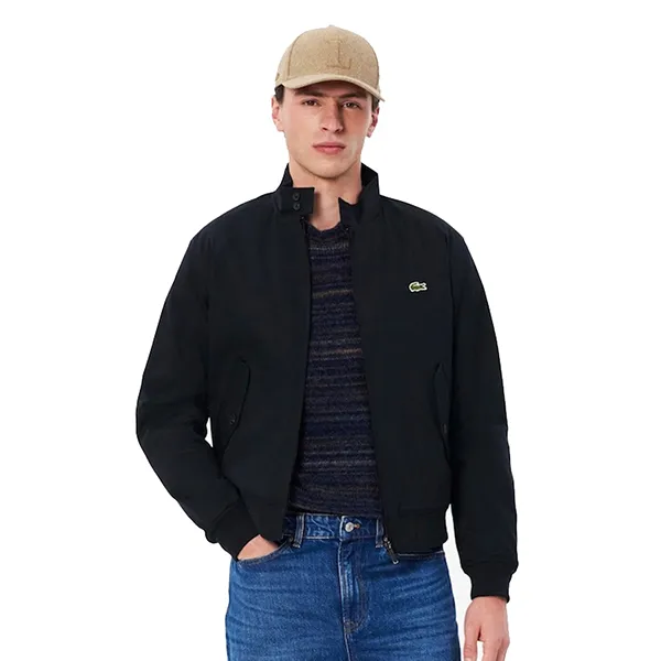 Áo Khoác Nam Lacoste Water-Repellent Twill Harrington Jacket BH7186 51 HDE Màu Xanh Navy Size XS