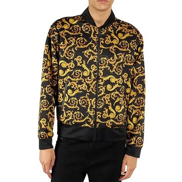 Áo Khoác Nam Versace Men's Jeans Couture 74GCI331 Men's Tracksuit Jacket Black/Gold Sketch Print Màu Vàng Đen Size M
