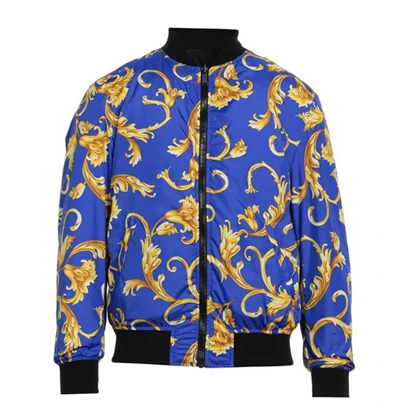 Áo Khoác Nam Versace Reversible Baroque Print Padded Zip Jacket Màu Xanh/Đen Size 48