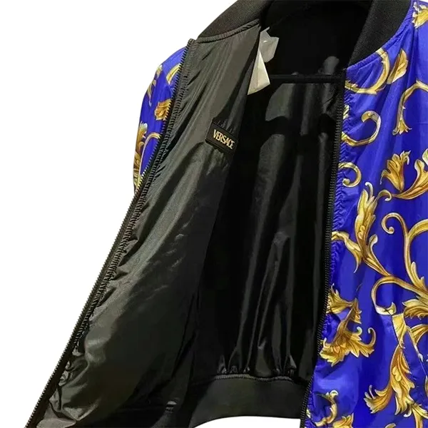 Áo Khoác Nam Versace Reversible Baroque Print Padded Zip Jacket Màu Xanh/Đen Size 48