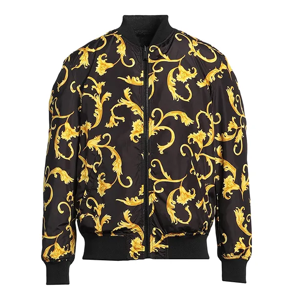 Áo Khoác Nam Versace Reversible Baroque Print Padded Zip Jacket Màu Vàng/Đen Size 48