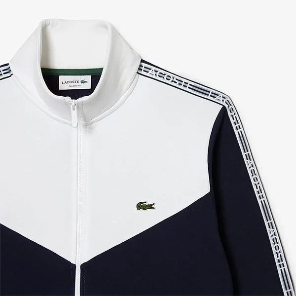 Áo Khoác Nỉ Lacoste Men’s Classic Fit Colorblock Zipped Jogger Sweatshirt SH5808-51 525 Màu Trắng - Xanh