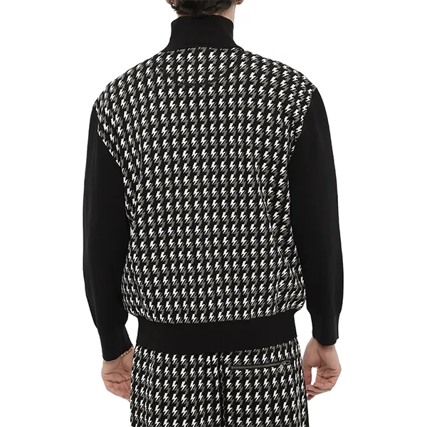 Áo Khoác Nỉ Nam Neil Barrett Blouson Fit Embroidered Sweater NBV7MA163A Màu Đen Trắng Size S