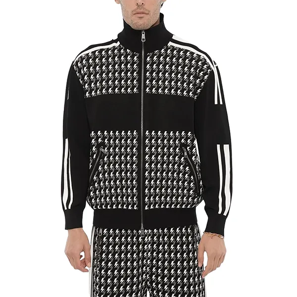 Áo Khoác Nỉ Nam Neil Barrett Blouson Fit Embroidered Sweater NBV7MA163A Màu Đen Trắng Size S