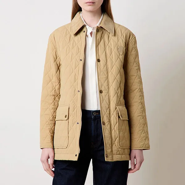 Áo Khoác Nữ Burberry Padded Jacket With Quilted Pattern And Flap Pockets Màu Be Size S