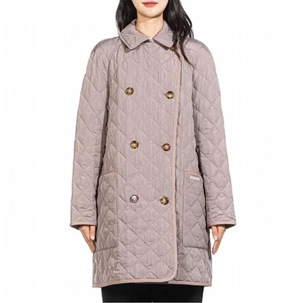 Áo Khoác Nữ Burberry Women's Tything Quilted Jacket Màu Xám Hồng Size XS