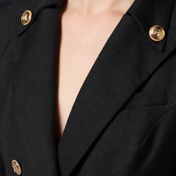 Áo Khoác Nữ Elisabetta Franchi 6 Button Double-breasted Wool Blazer In Black GI16252E2V760 Màu Đen Size 40
