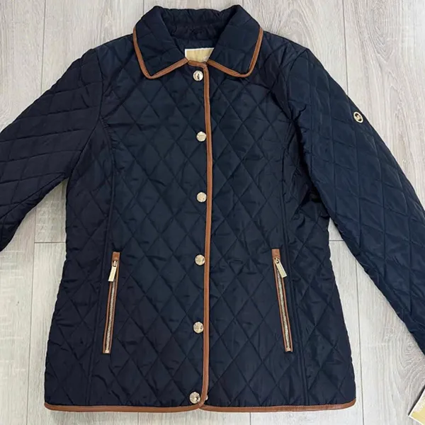 Áo Khoác Nữ Michael Kors Quilted Jacket MK Trần Trám Màu Xanh Navy Size S