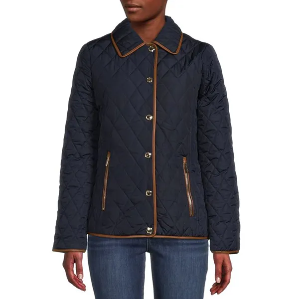 Áo Khoác Nữ Michael Kors Quilted Jacket MK Trần Trám Màu Xanh Navy Size S