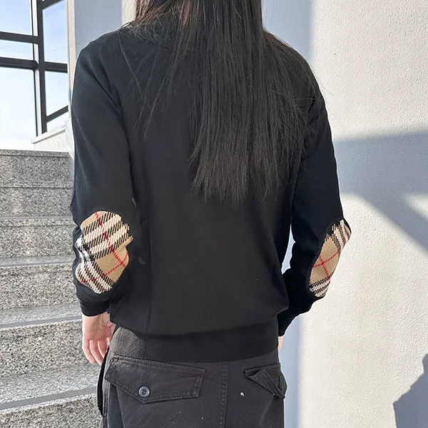 Áo Len Nữ Burberry Bempton Elbow Patch Sweater Màu Đen Size XS