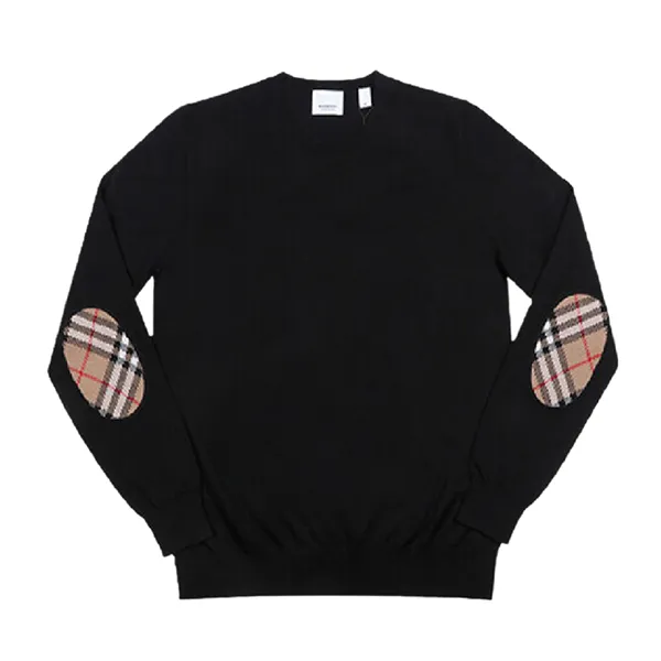 Áo Len Nữ Burberry Bempton Elbow Patch Sweater Màu Đen Size XS