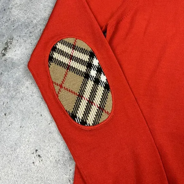 Áo Len Nữ Burberry Bempton Elbow Patch Sweater Màu Đỏ Size M