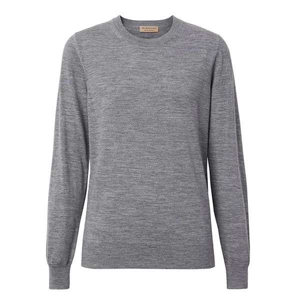 Áo Len Nữ Burberry Bempton Elbow Patch Sweater Màu Xám Size S