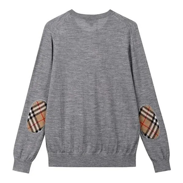 Áo Len Nữ Burberry Bempton Elbow Patch Sweater Màu Xám Size S