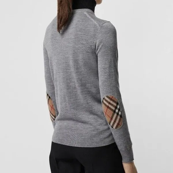 Áo Len Nữ Burberry Bempton Elbow Patch Sweater Màu Xám Size S