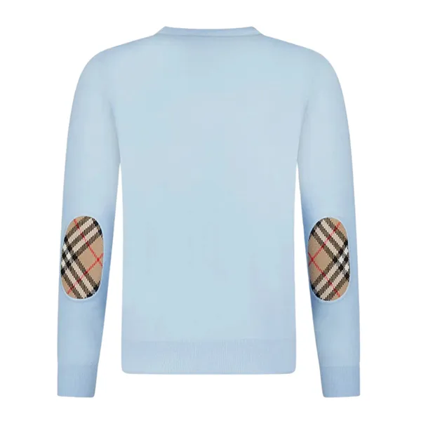 Áo Len Nữ Burberry Bempton Elbow Patch Sweater Màu Xanh Da Trời Size XS