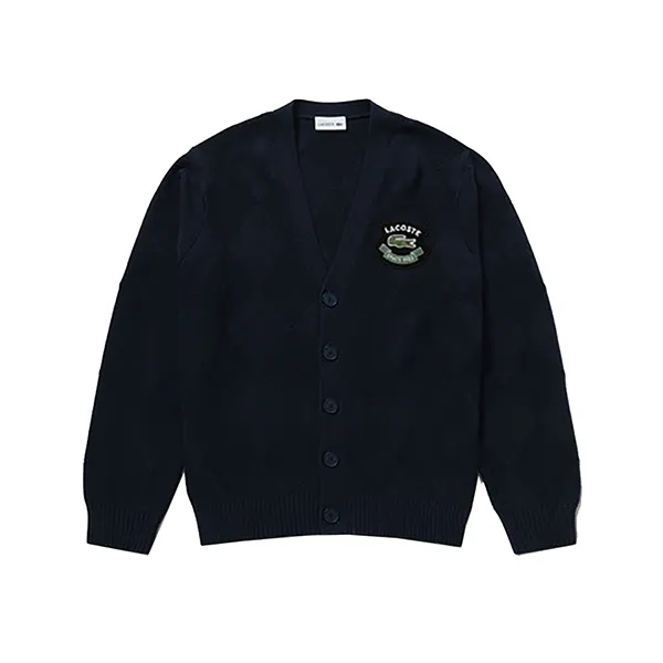 Áo Len Cardigan Lacoste AH013J-99 166 Màu Xanh Navy Size 2