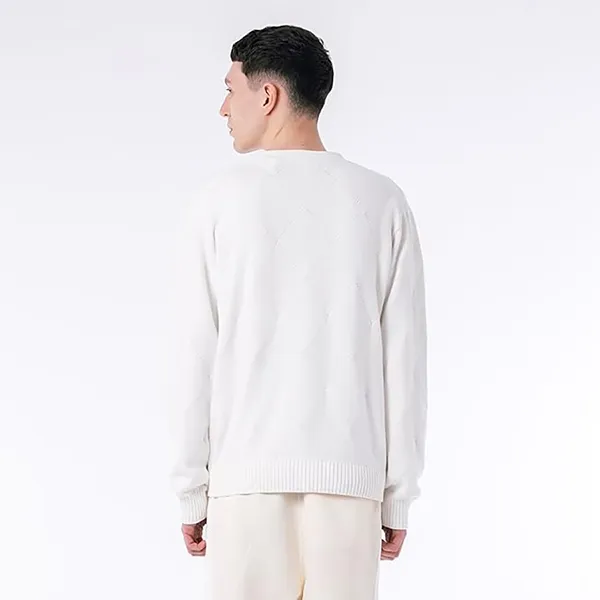 Áo Len Cardigan Lacoste AH013J-99 Men's Tonal Argyle V-Neck Cotton Knit Sweater Màu Trắng