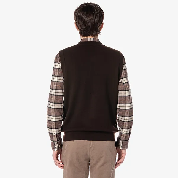 Áo Len Gile Nam Lacoste V-neck Vest AH376E BZD Màu Nâu Size 3