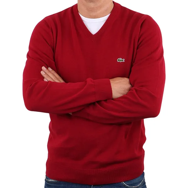 Áo Len Nam Lacoste Men's Classic V-Neck Sweater Jumper AH7003-51 AT6 Màu Đỏ Bordeaux Size 3