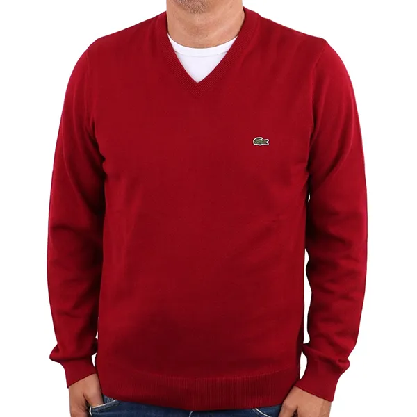 Áo Len Nam Lacoste Men's Classic V-Neck Sweater Jumper AH7003-51 AT6 Màu Đỏ Bordeaux Size 3