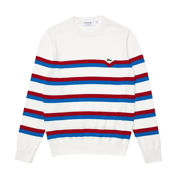 Áo Len Nam Lacoste Men's Striped Organic Cotton Sweate AH6788 Màu Trắng Size 4