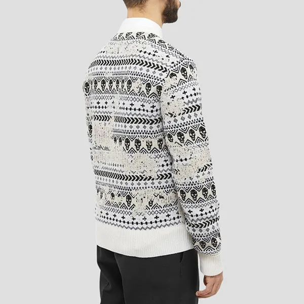 Áo Len Nam Alexander McQueen Wool Logo Sweater White/Black 729257 Q1BAB 9234 Phối Màu Size S