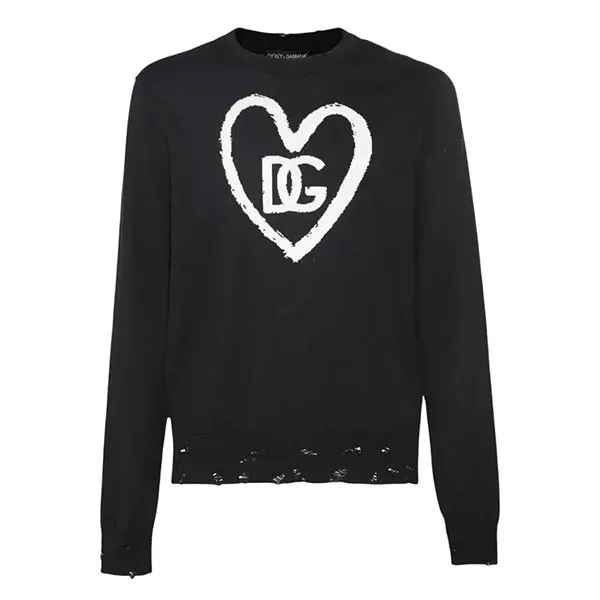 Áo Len Nam Dolce & Gabbana D&G Black With Logo Printed GXM36T JEMP6 S9000 Màu Đen Size 46