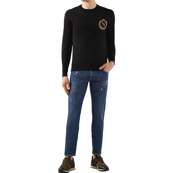 Áo Len Nam Dolce & Gabbana D&G Crown Napoleon Embroidered Logo Sweater Màu Đen Size 44