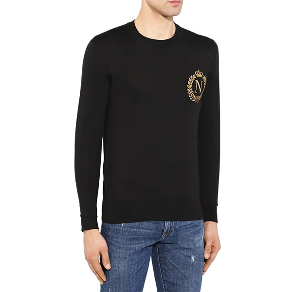 Áo Len Nam Dolce & Gabbana D&G Crown Napoleon Embroidered Logo Sweater Màu Đen Size 44