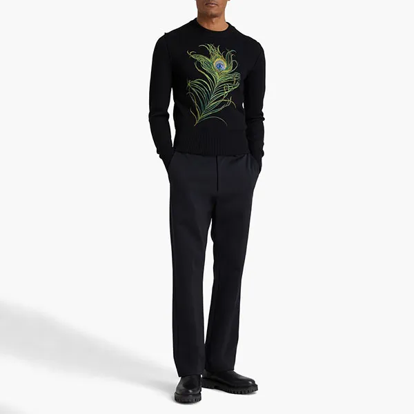 Áo Len Nam Dolce & Gabbana D&G Embroidered Wool Sweater GXB78Z Màu Đen Size 44