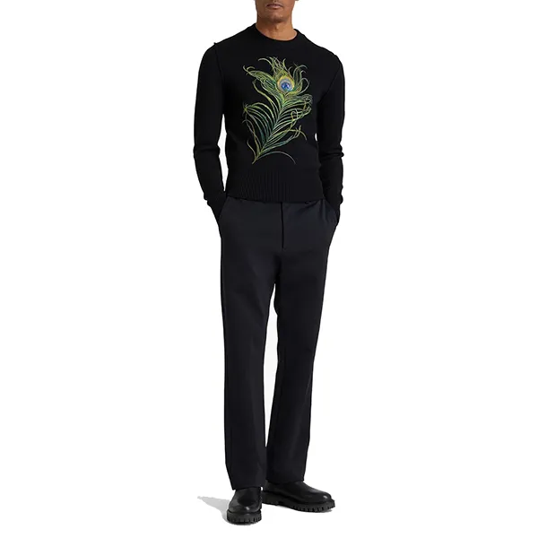 Áo Len Nam Dolce & Gabbana D&G Embroidered Wool Sweater Màu Đen Size 44